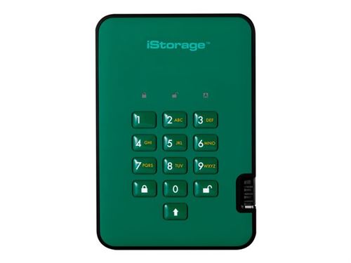 iStorage diskAshur² - SSD - gecodeerd - 16 TB - extern (draagbaar) - USB 3.1 - 256-bit AES-XTS, FIPS 197 PUB - racegroen - TAA Compliant