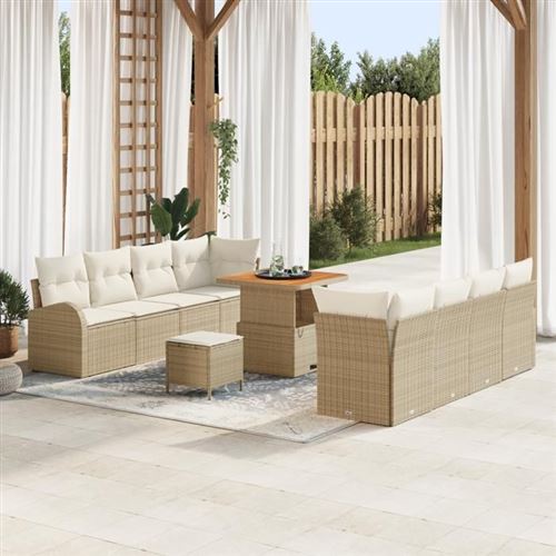 VIDAXL - Ensemble de canapé de jardin - 11 pièces - Beige - Image 2