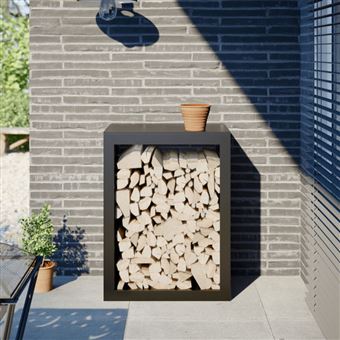 Portant de bois de chauffage noir 60x40x80 cm acier - 1