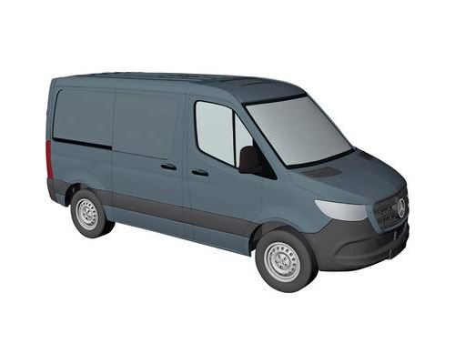 Mercedes Benz Chariot à roulettes Sprinter court, gris H0 Busch 53401
