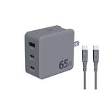 Chargeur Secteur USB-A/2 USB-C 65W Power Delivery Ultra-Compact GaN US/UK/EU/AU Force Power Gris