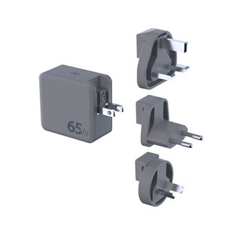 Chargeur Secteur USB-A/2 USB-C 65W Power Delivery Ultra-Compact GaN US/UK/EU/AU Force Power Gris