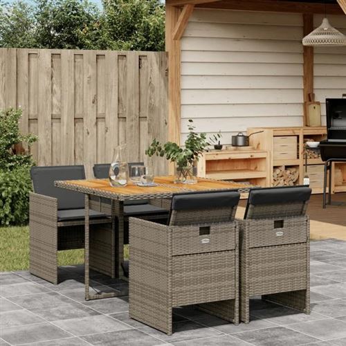 Non Communiqué Gris Vidaxl Ensemble À Manger De Jardin Avec Coussins 5 Pcs, Table Et Chaise De Terrasse, Meubles De Patio, Mobilier D'extérieur, 3210542