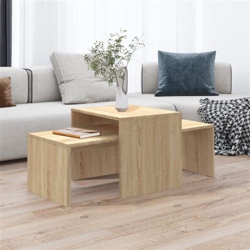 VIDAXL - Table basse - Ensemble gigogne - Bois d'ingénierie - Chêne Sonoma - Image 3