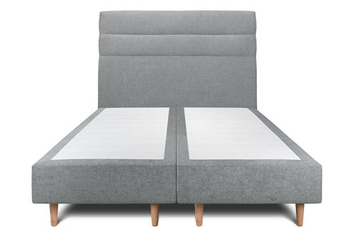 Sommeil De Plomb Gris Lit 180X200cm Avec Tête De Lit Lignes Tissu Et Double Sommier Tapissier Anthracite - Hauteur Totale : 35Cm - Image 2