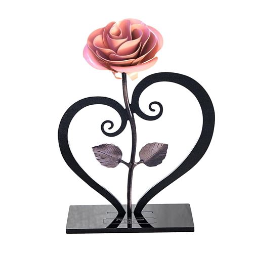 Sculpture en metal Rose en Forme de Coeur FONGWAN Saint Valentin Decorations-Rose