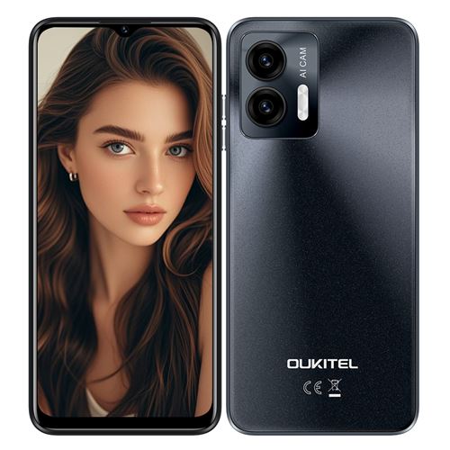Smartphone Oukitel C36 Noir : 6.52 , 8Go+256 Go + 1To, 5150mAh, Android 14, Dual SIM 4G,Téléphone Portable-199g