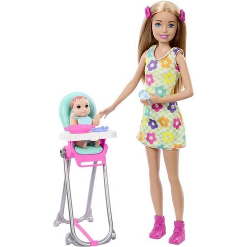 Barbie Skipper Coffret Babysitters Inc, 1 Poupée, 1 Bébé, Accessoires Htk35