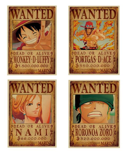 18€07 sur Poster lot of 4 One Piece Wanted 51 x 35,5 cm avec Calendrier One  Piece 2022 en français - Achat & prix