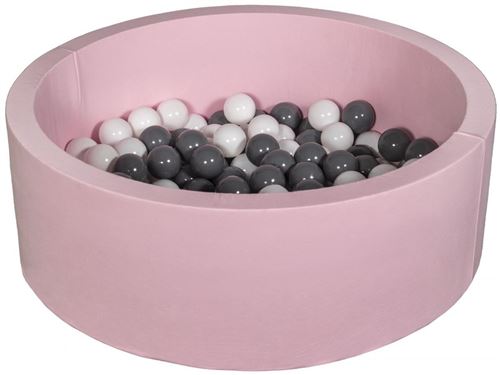 Piscine à balles blanc, gris - 150 balles rose