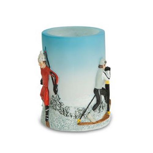 IMPEXIT - Pot a crayon skieur de fond en résine 9/6/6 cm