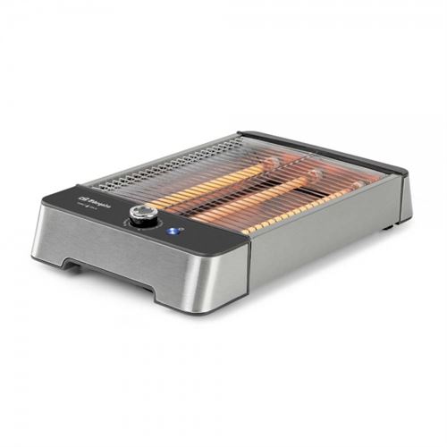 Orbegozo TO 2030 Tostador Plano Horizontal – Potencia 840W-1000W, 3 Resistencias de Cuarzo, Calienta Repostería, Acabado Acero Inoxidable, 6 Posiciones de Tueste, Temporizador
