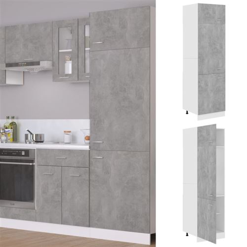 vidaXL Armoire de réfrigérateur Gris béton 60x57x207 cm Aggloméré