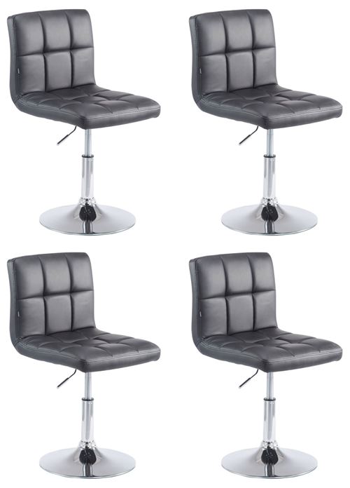 CLP Lot de 4 chaises lounge Palma V2 en similicuir ajustable et pivotant , Noir
