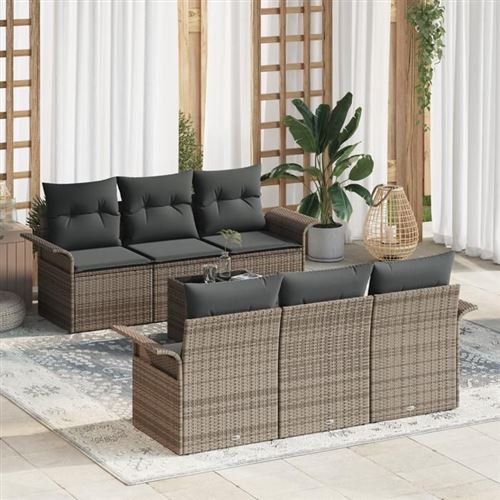 Non Communiqué Gris Ensemble De Canapés De Jardin De 7 Pièces Vidaxl Avec Coussins En Poly Rotin Canapé De Jardin 2 Places Vidaxl353918