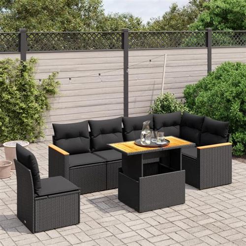 Non Communiqué Noir Vidaxl Salon De Jardin Avec Coussins 7 Pcs, Canapés De Terrasse, Ensemble De Meubles De Patio, Mobilier D'extérieur, 3273099