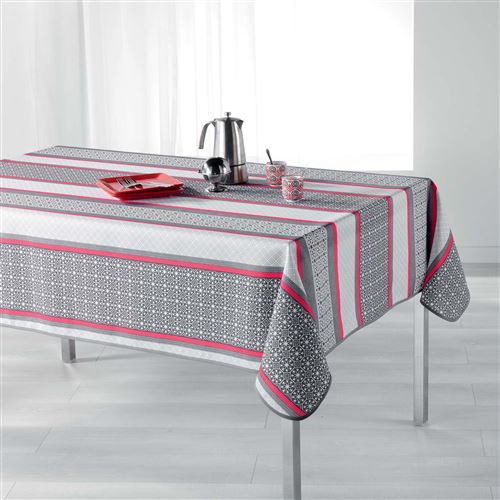 Nappe rectangle 150 x 240 cm polyester imprime feliz Corail