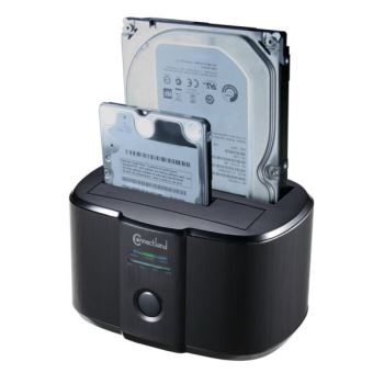 Boitier Disque Dur CONNECTLAND Station d’accueil USB v3.0 pour 2 disques  durs SATA 3.5’’/2.5’’
