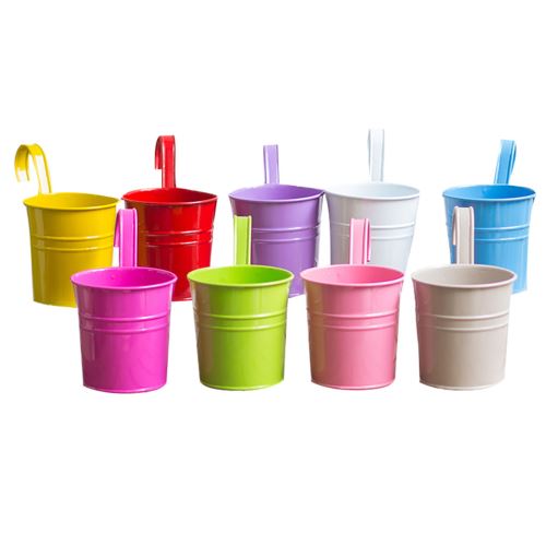 Crochet Amovible Pot de Fleurs en Fer Suspendue en Métal 10Pcs Différents Vases Colorés YYYP095