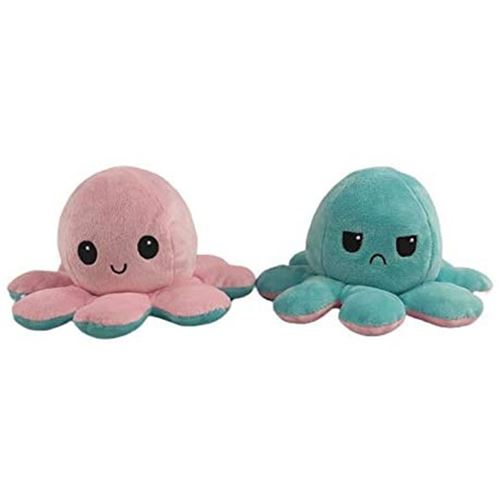 Animal en peluche de Poulpe Réversible Doux-Rose et bleu