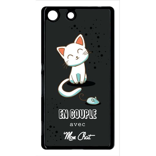 Coque Sony Xperia M5 En Couple Avec Mon Chat Fond Noir 2