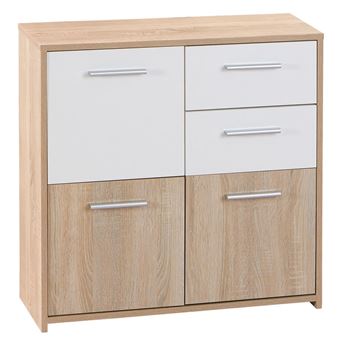 LIST - Meuble de Rangement 3 Portes 2 Tiroirs Aspect Bois - Altobuy - 1