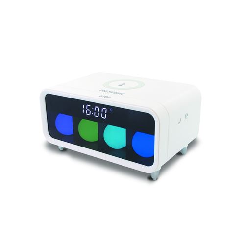 Réveil avec chargeur sans fil par induction, effets lumineux