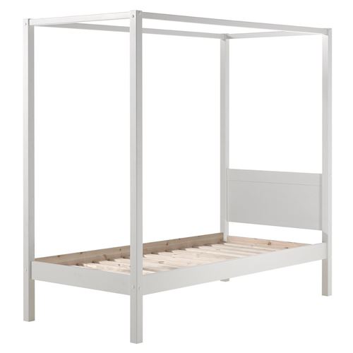 Vipack Blanc Lit À Baldaquin 90X200 Cm Pin Massif Laqué Pino