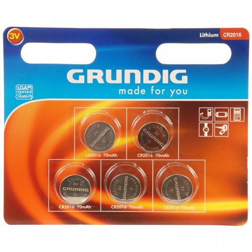 Grundig piles boutons CR2016 5 pièces