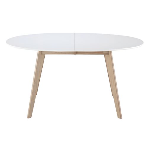 Miliboo Table scandinave extensible ovale blanche et bois clair L150-200 cm LEENA