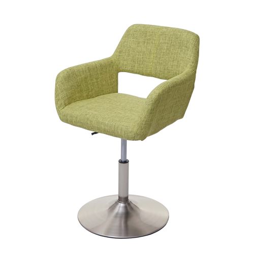 Chaise de salle à manger MENDLER HWC-A50 III tissu vert clair pied en métal brossé