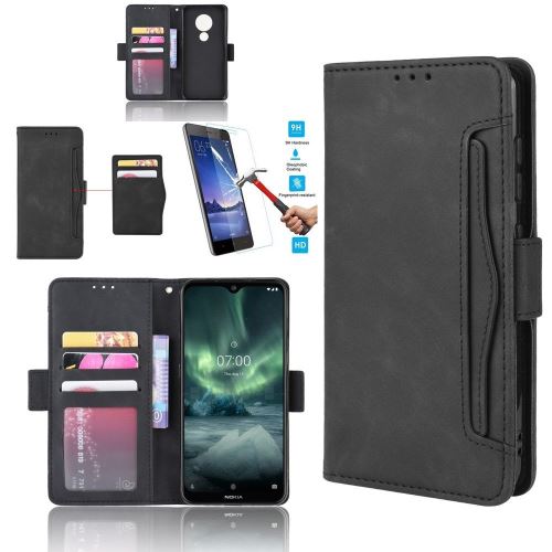 Etui Nokia 6.2 / Nokia 7.2 Portefeuille Noir Avec Film Verre Trempé Coque Housse En Cuir Pu hfs-house®