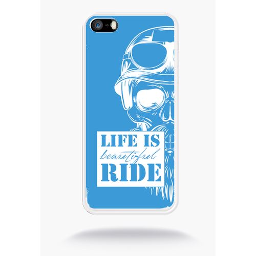 Coque Life Is Beautiful Ride Fond Bleu Compatible Apple Iphone 5s Silicone Blanc Mat