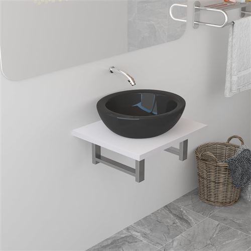 Étagère murale de salle de bain pour bassin Blanc 40x40x16,3 cm
