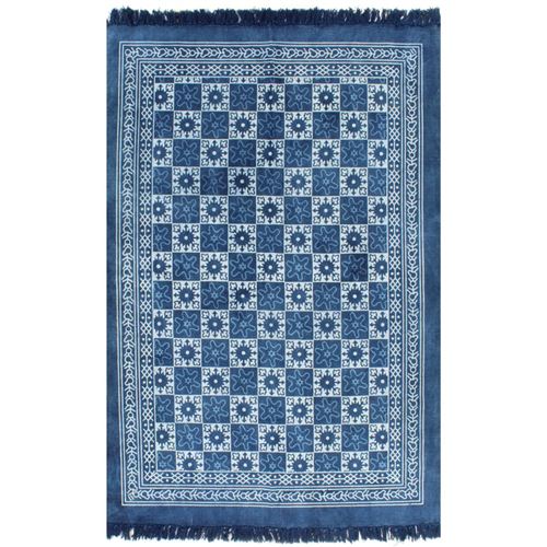 vidaXL Tapis Kilim Coton 160 x 230 cm avec motif Bleu
