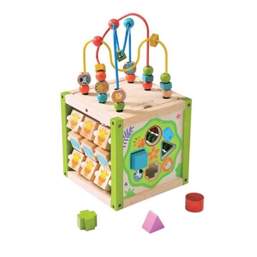 Everearth Activités cube bois cadre perle multicolore 25 cm