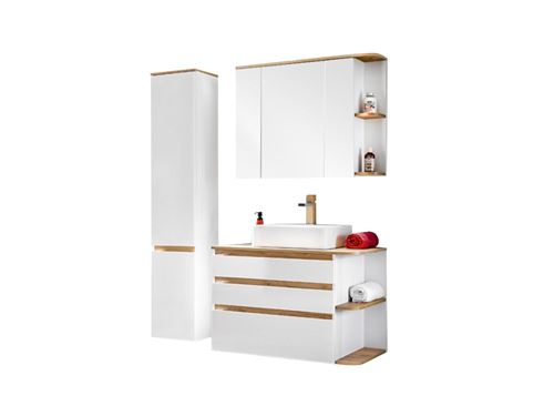 Ensemble ANIDA - meubles de salle de bain - bois et blanc