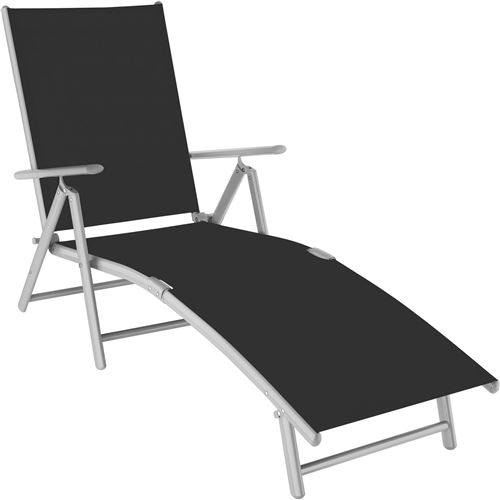 TECTAKE Bain de Soleil de Jardin d’extérieur Pliant Inclinable sur 7 positions en Aluminium et Textilène Gris clair
