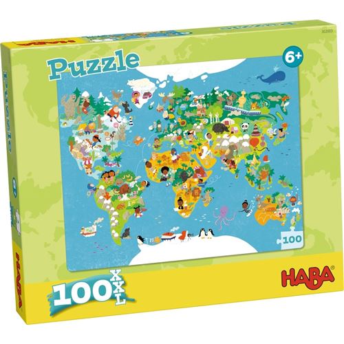 Haba puzzle enfant carte du monde 100 pièces