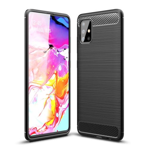 Coque Samsung Galaxy A51 Carbone Noir Housse Etui En Silicone Gel Souple hfs-house®