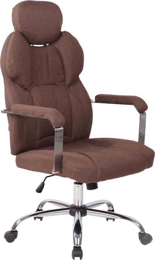 Fauteuil de Bureau Almelo en Tissu - Chaise de Bureau avec Roulettes Accoudoirs - Réglable en hauteur Pivotante - Couleur d'assise Marron
