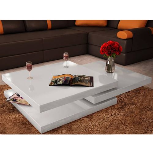 VidaXL Table basse 3 étagères Blanc brillant