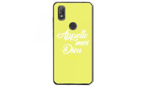 Coque souple pour Wiko View 2 avec impression Motifs Appelle moi Dieu jaune