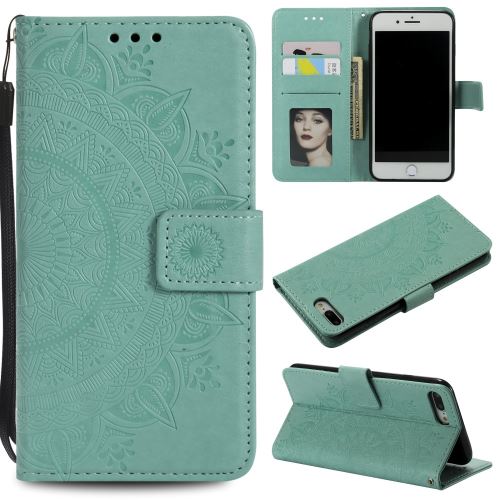 Etui en PU fleur vert pour votre Apple iPhone 8/7 Plus 5.5 pouces