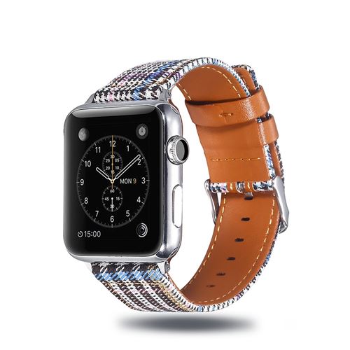 Bracelet en cuir véritable tissu 013 pour votre Apple Watch Series 4 40mm/Series 3/2/1 38mm