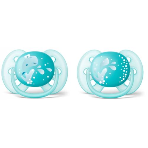2 sucettes ultra douce 6 -18 mois mer et baleine - philips avent