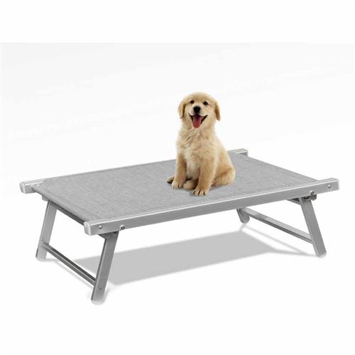 Beach and Garden Design - Lit pour chien aluminium niche animaux transat Doggy, Couleur: Gris