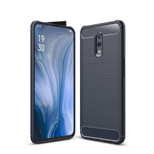 Coque Souple en Gel Silicone pour Oppo Reno 6,4 Pouces Carbone effet Brossé - Bleu