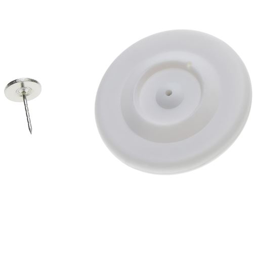 Étiquette antivol compatible EAS RF 8.2MHz 48mm blanc avec broche 25 unités