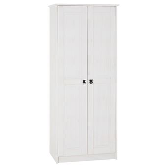 Armoire en pin RESIDENCIA style mexicain, 2 portes, lasuré blanc - 1